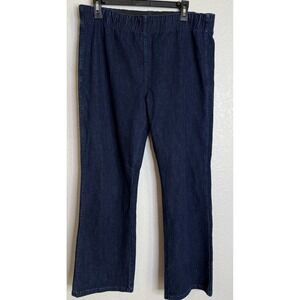 Soft Surroundings‎ Womens Large Petite Pull On Denim Pants Elastic Waist Preppy